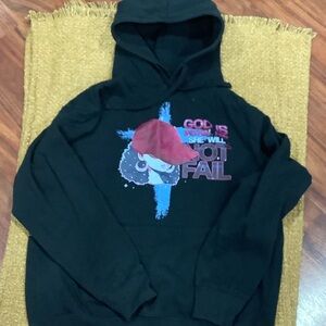 Solid Black Hoodie with Red and Blue Design